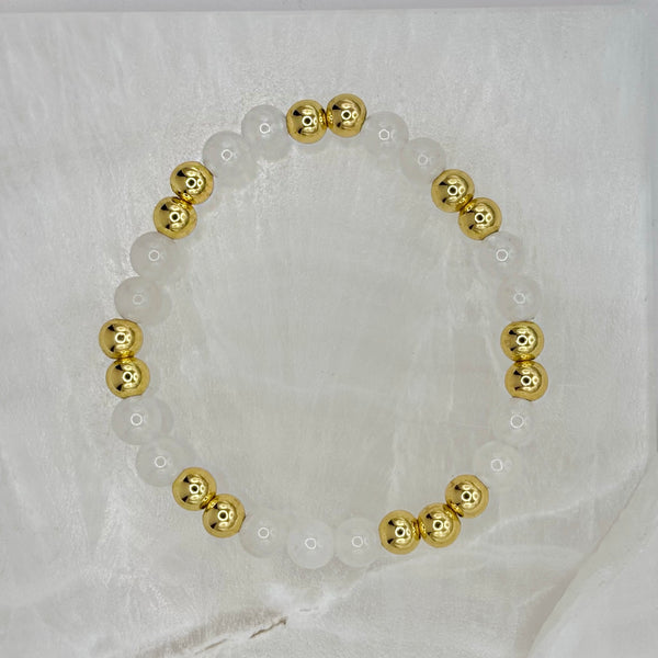 GOLDEN DOUBLE CLEAR QUARTZ BEADED bracelet