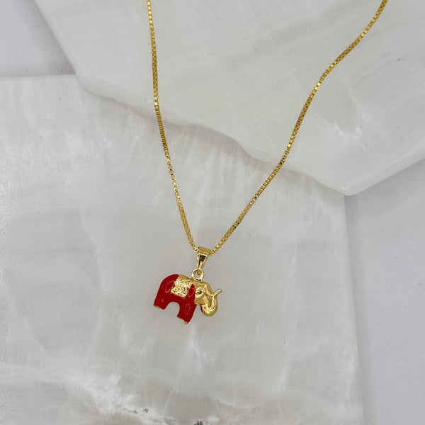 RED ENAMEL ELEPHANT MINI necklace