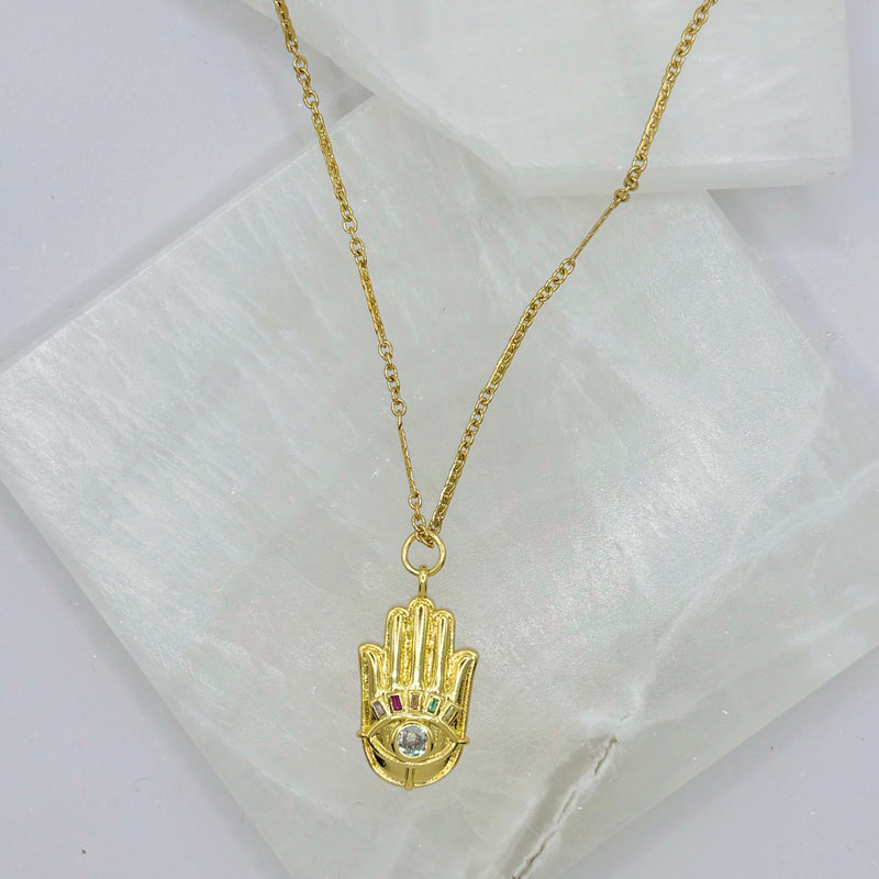 GOLDEN HAMSA EYE necklace