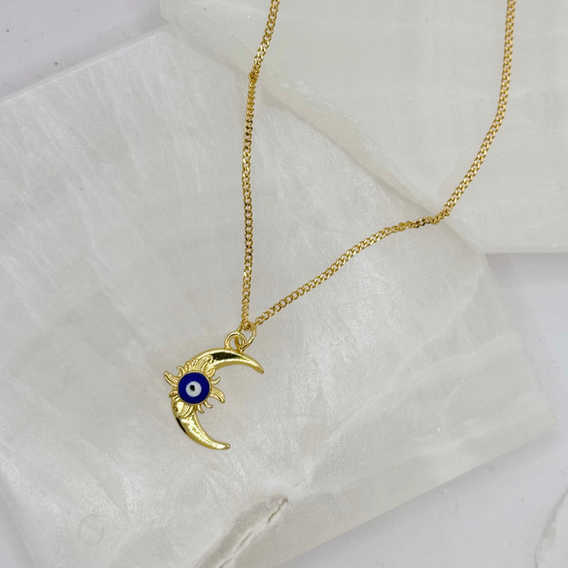 EVIL EYE CRESCENT MOON necklace