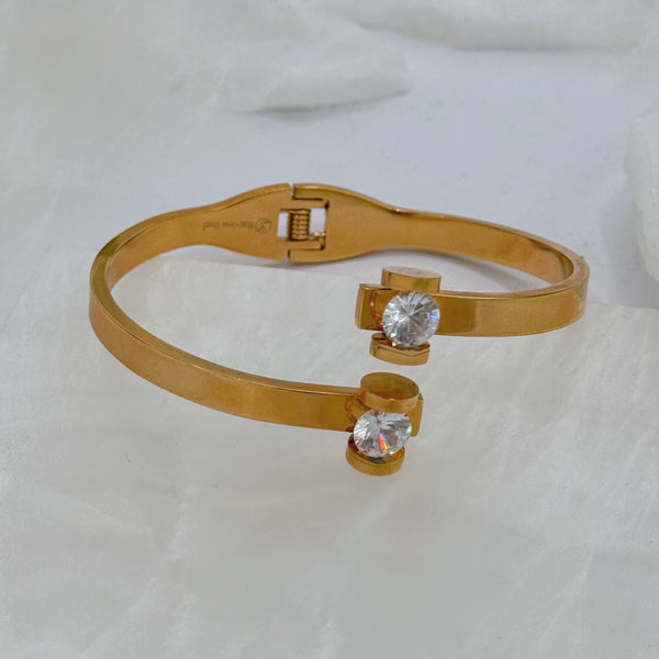 ROSE GOLD TWO STONE CRYSTAL bangle