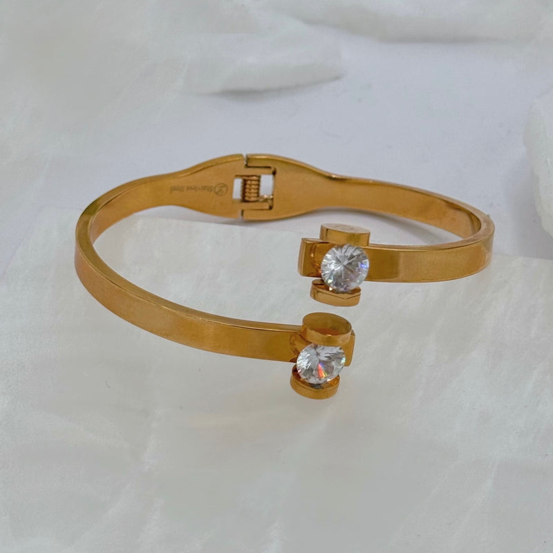 ROSE GOLD TWO STONE CRYSTAL bangle