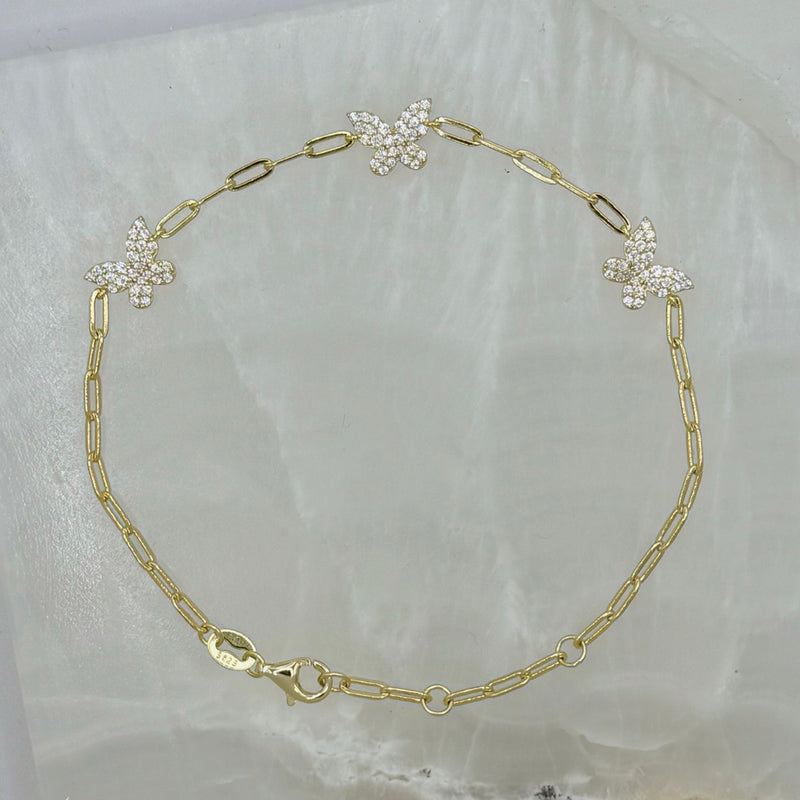 CRYSTAL BUTTERFLY DAINTY CHAIN LINK bracelet