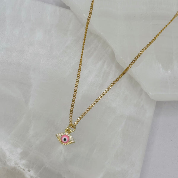 PINK EVIL EYE SUPER MINI necklace