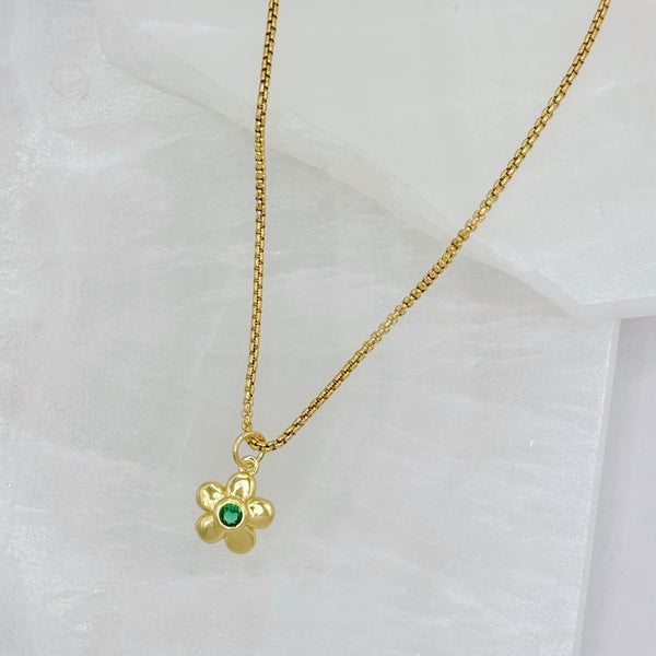 EMERALD GREEN CRYSTAL FLOWER SUPER MINI necklace