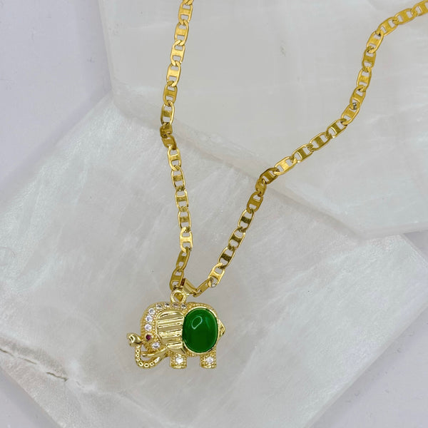 GOODLUCK ELEPHANT GREEN JADE necklace