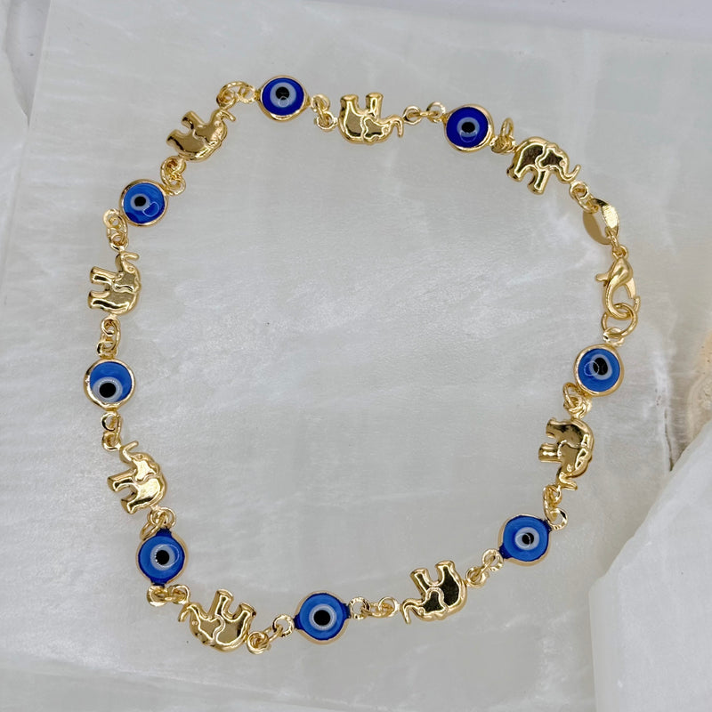 ELEPHANT EVIL EYE anklet