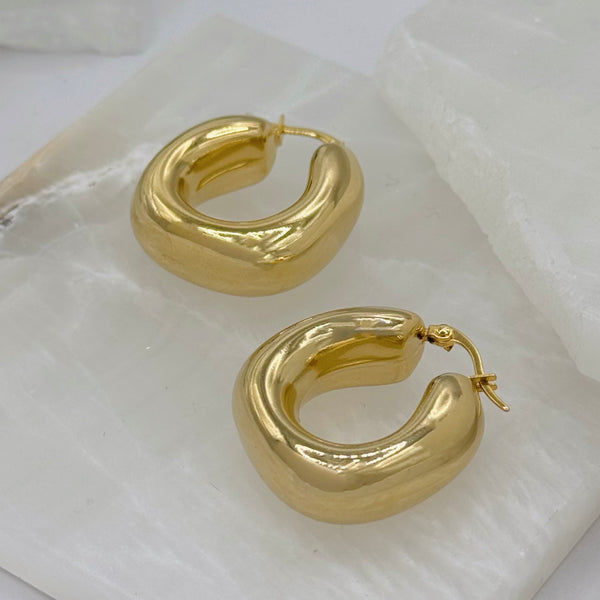 GOLD CHUNKY SQUARE HOOP earrings