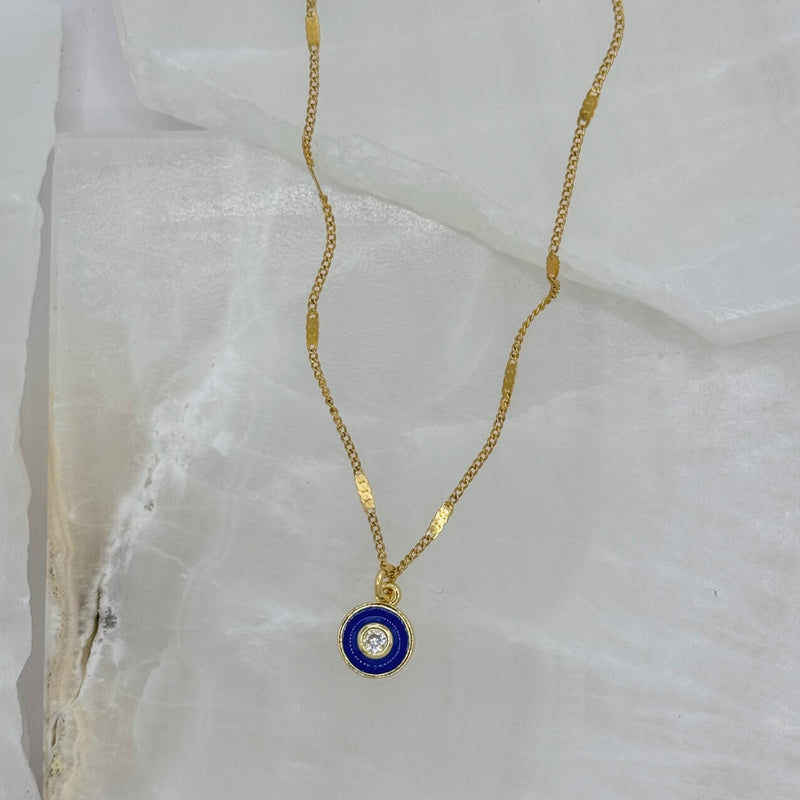 DARK BLUE ENAMEL EYE SUPER MINI necklace