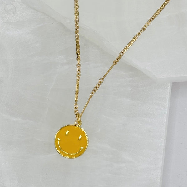 YELLOW ENAMEL SMILEY FACE necklace