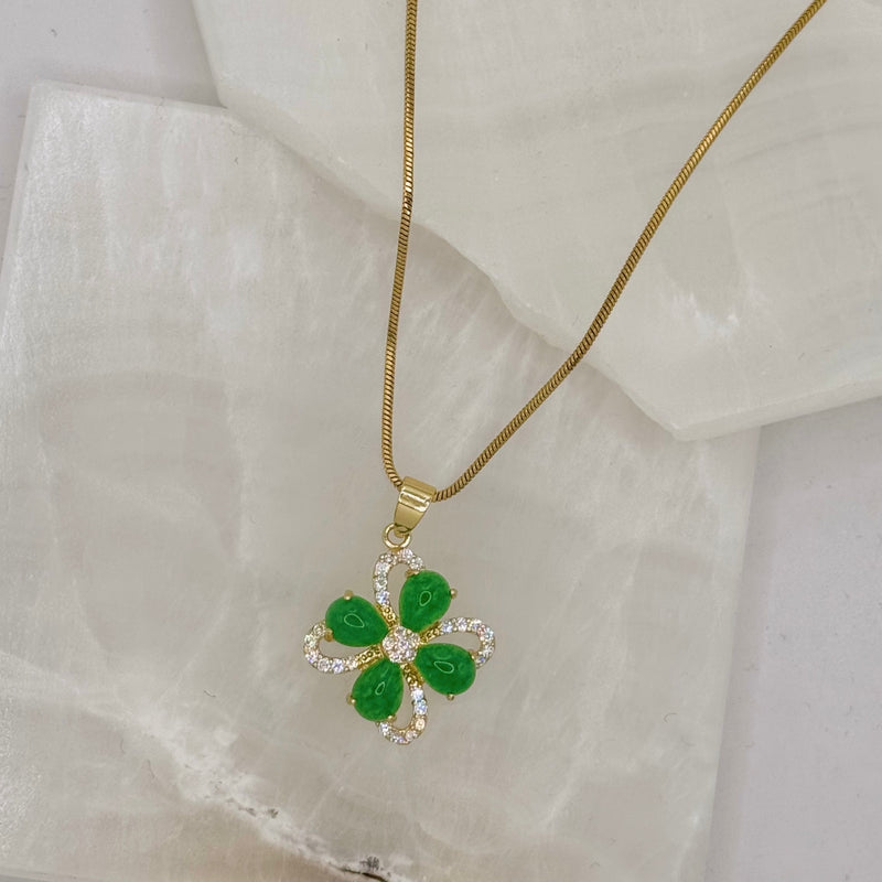 CRYSTAL LUCKY GREEN JADE necklace