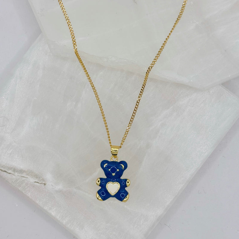 DARK BLUE TEDDY HEART MINI necklace