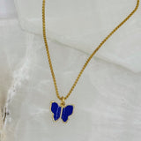 DARK BLUE ENAMEL BUTTERFLY MINI necklace