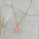 PINK ENAMEL STAR MINI necklace