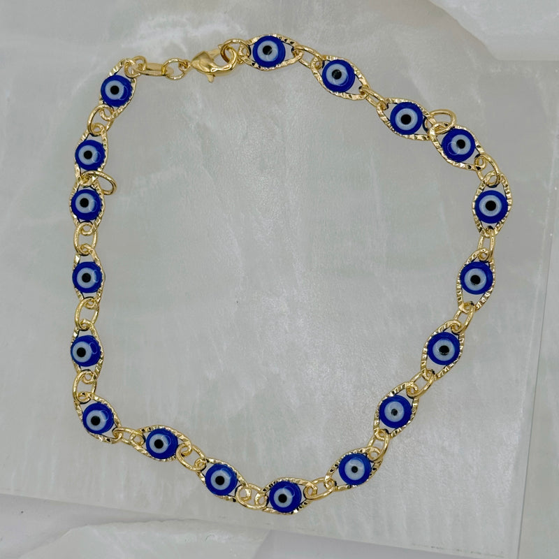 DARK BLUE EVIL EYE anklet