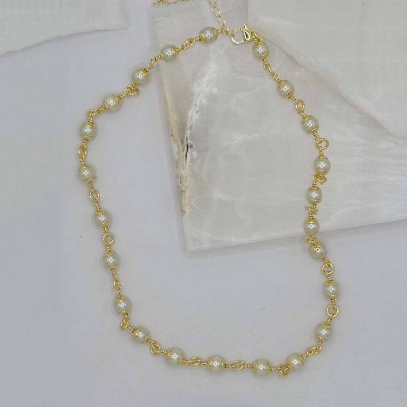 GOLDEN 6MM ROUND PEARL necklace