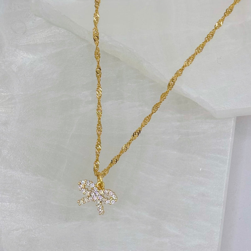 CRYSTAL BOW necklace