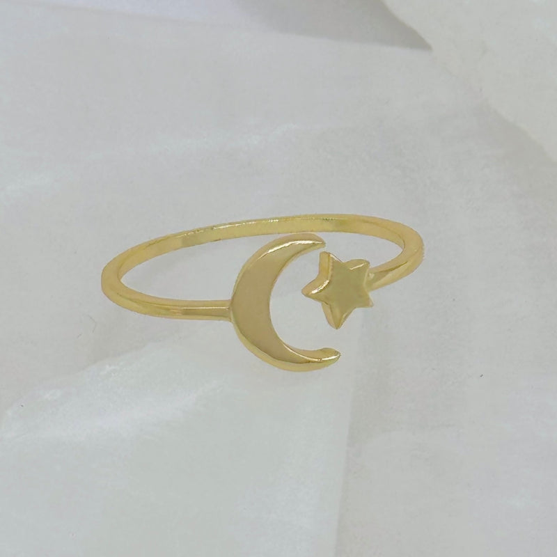 GOLD MOON AND STAR ring