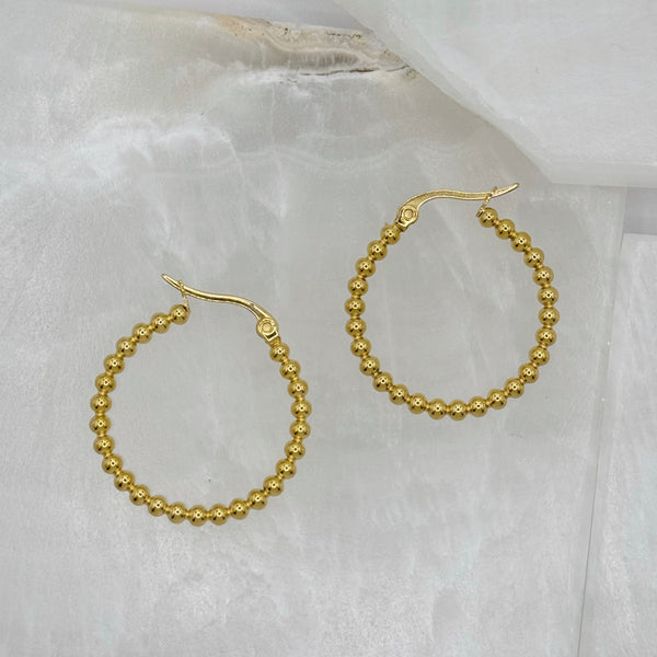 2MM GOLD BEADED HOOP earrings