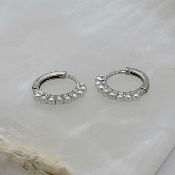 SILVER PEARL SUPER MINI HOOP earrings