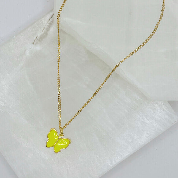 YELLOW ENAMEL BUTTERFLY MINI necklace