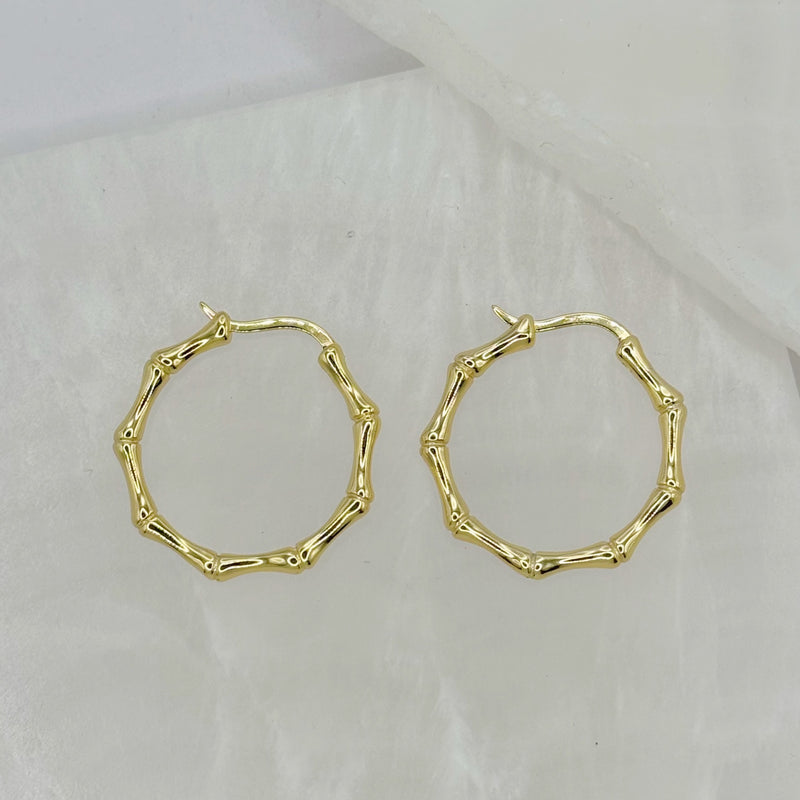 25MM BAMBOO GOLD STERLING HOOP earrings