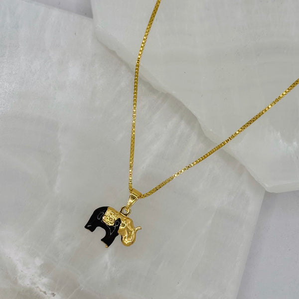 BLACK ENAMEL ELEPHANT MINI necklace