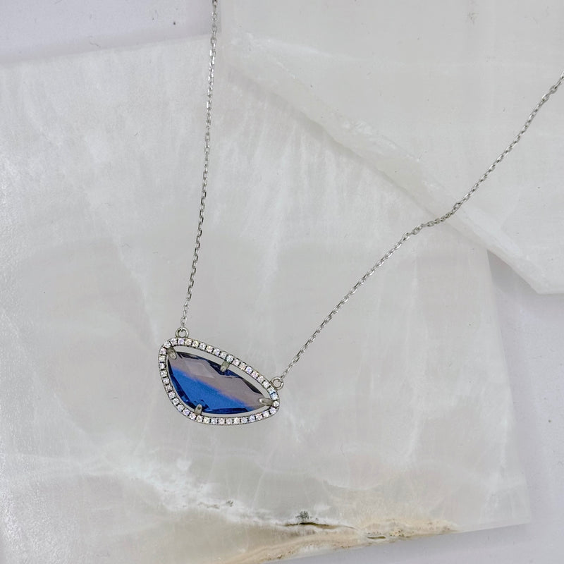 SILVER BLUE OMBRÉ CRYSTAL necklace