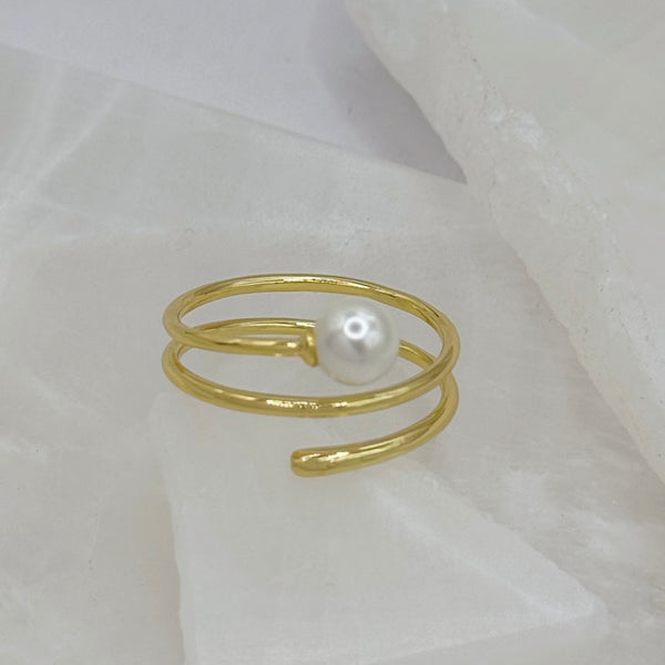 GOLD SWIRL PEARL ring