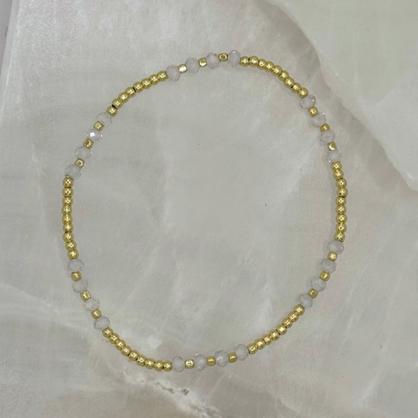 CLEAR QUARTZ GOLD BEADED bracelet