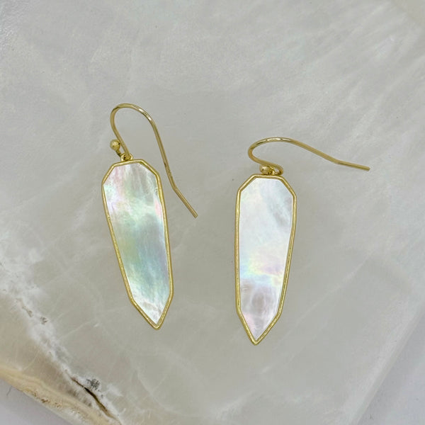 LONG MOTHER OF PEARL DANGLE earrings