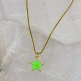 LIME GREEN ENAMEL STAR MINI necklace