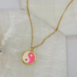 PINK ENAMEL YIN YANG necklace