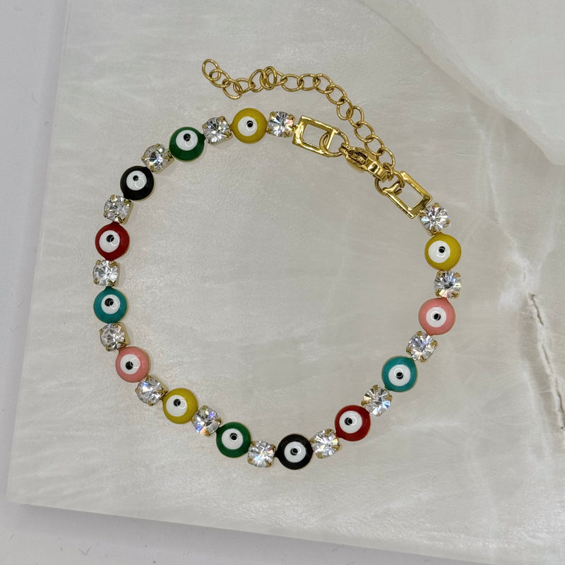 GOLD MULTI-COLOR EVIL EYE STEEL bracelet