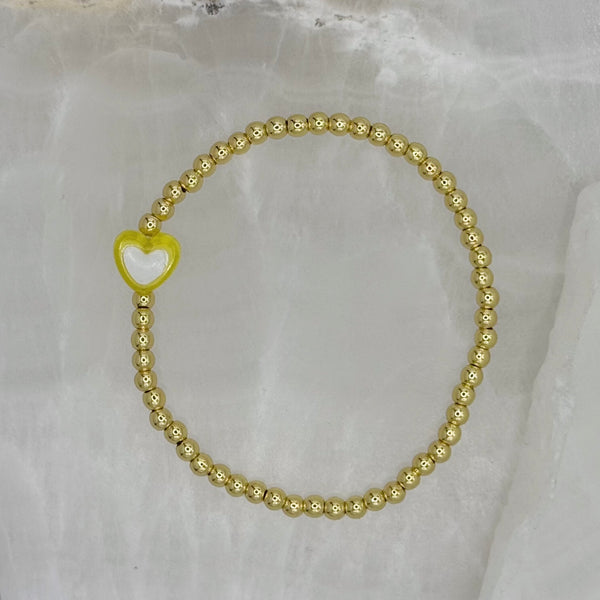 KIDS YELLOW HEART GOLD BEADED bracelet