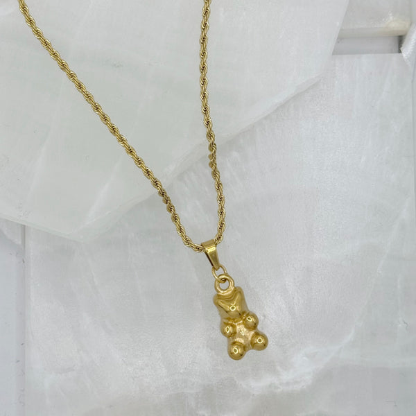 GOLDEN TEDDY BEAR necklace