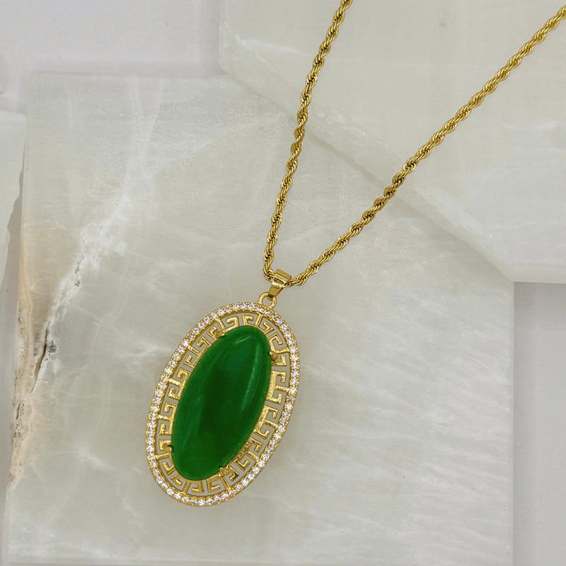 LARGE OVAL GREEN JADE necklace