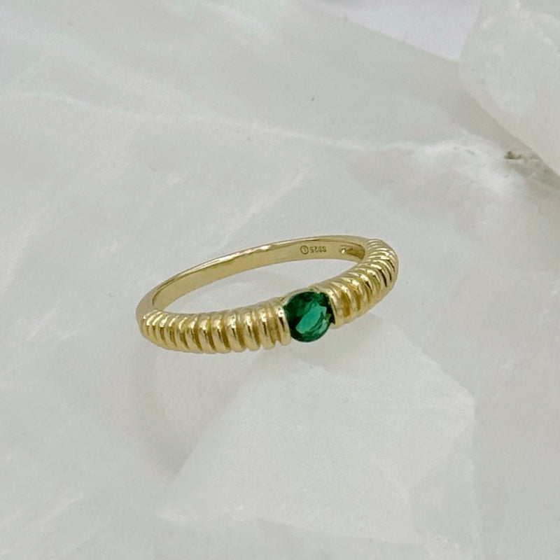 GOLD EMERALD DOME ring