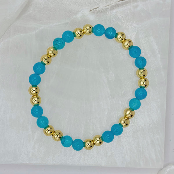 GOLDEN DOUBLE BLUE AGATE BEADED bracelet