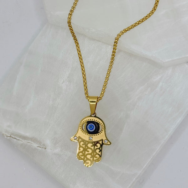 GOLDEN HAMSA EVIL EYE necklace