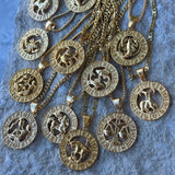 GOLD ZODIAC MEDALLION necklace