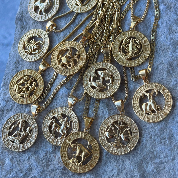 GOLD LARGE ZODIAC MEDALLION necklace