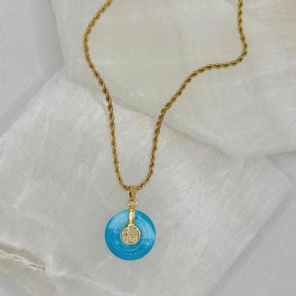 GOOD FORTUNE LIGHT BLUE JADE MINI necklace