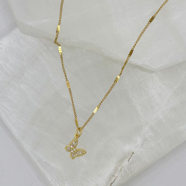 GOLDEN CRYSTAL BUTTERFLY SUPER MINI necklace