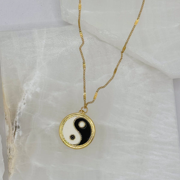 BLACK ENAMEL YIN YANG necklace