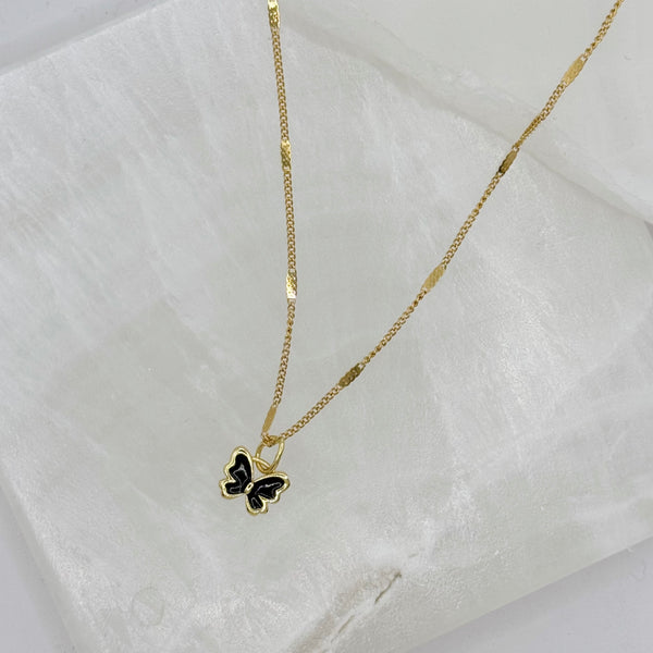 BLACK ENAMEL BUTTERFLY SUPER MINI II necklace