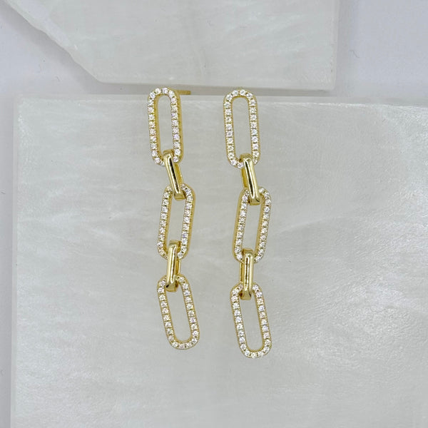 GOLD CRYSTAL CHAIN LINK DANGLE earrings