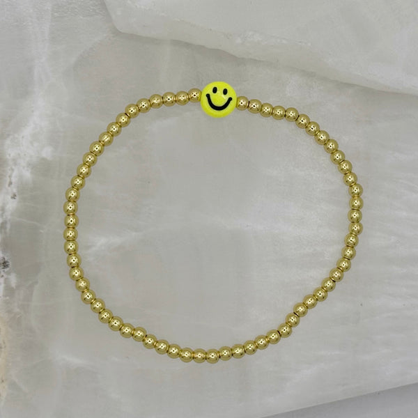 KIDS YELLOW SMILEY GOLD BEADED bracelet