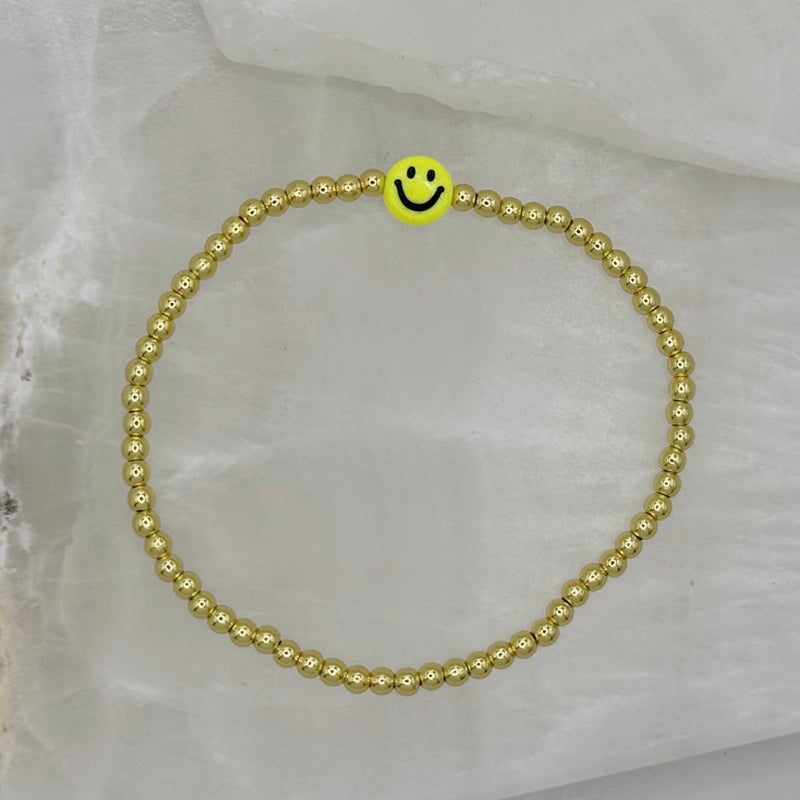 KIDS YELLOW SMILEY GOLD BEADED bracelet