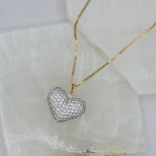 LARGE CRYSTAL BUBBLE HEART necklace